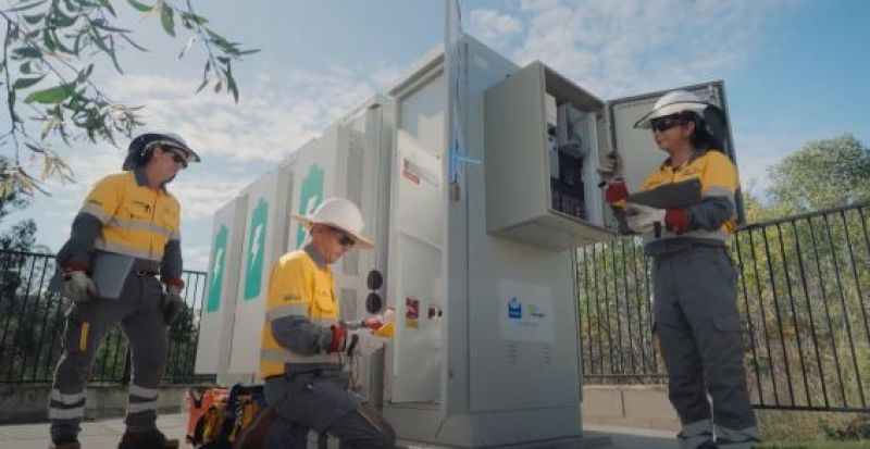 Crew working on a battery station